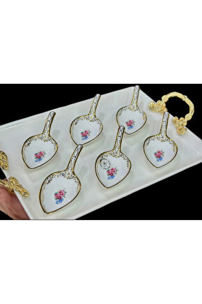 Çırağan Home Çiçekli 6’lı Porselen Lokumluk Sunumluk