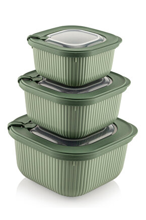 3lü Mikrodalga Ve Difrize Uygun Vip Kapaklı Özel Saklama Kabı Seti Bej