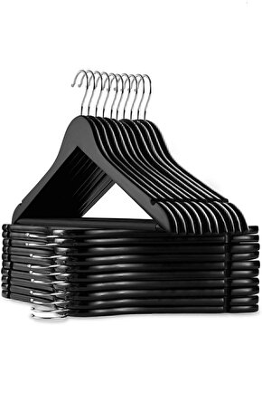 12 Adet Ahşap Görünümlü A Kalite Plastik Elbise Askısı