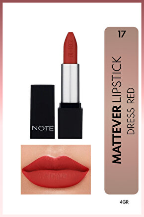 Mattever Lipstick Yarı Mat Saten Bitişli Ruj 17 Dress Red - Kızıl Kahverengi