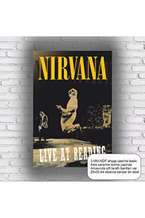 rock müzik grubu nirvana kurt cobain sahne mdf tablo retro ahşap poster