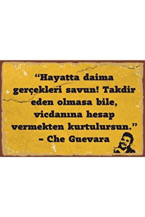 Che Guevara Sözleri Retro Ahşap Poster