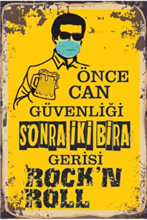 Önce Iş Güvenliği Sonra Iki Bira Retro Vintage Ahşap Poster