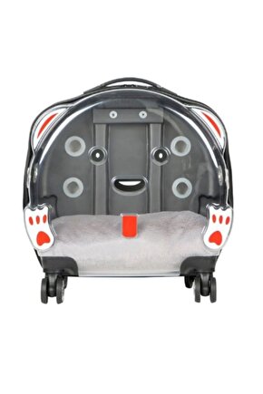 VG Şeffaf Tekerlekli ve Çekçekli Kedi Köpek Taşıma Valizi Büyük Model