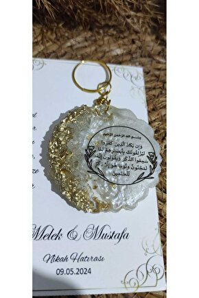 Epoksi Anahtarlık 10 Adet Nazar Ayetiayet-el Kürsi Baskı Detaylı Söz-nişan-nikah-mevlüt