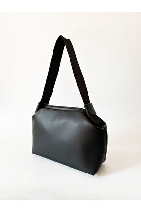 Heybes Kadın Siyah Vegan Deri Çıkarılabilir Saplı Omuz ve El Çantası