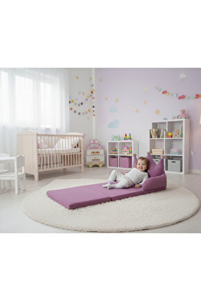 Pembe oyun halısı katlanabilir koltuk yatak