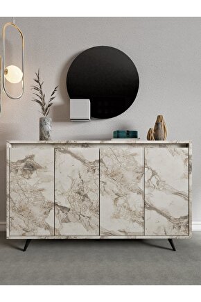 Shans Konsol, Kahve Köşesi, Çok Amaçlı Dolap Efes Mermer Desen