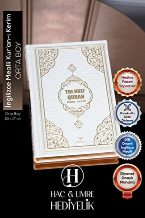 İngilizce Mealli Kuranı Kerim | İngilizce Kuran | İngilizce Mealli Beyaz Termo Deri Kaplama Kuran