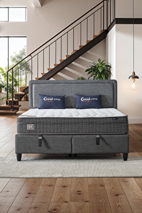 Melisa Çift Kişilik Sandıklı Baza + Full Ortopedik Paket Yaylı Visco Yatak + Başlık 3