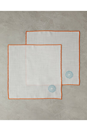 Coachella Splash Polyester 2li Misafir Peçetesi 40x40 Krem-Turuncu