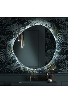 90 Cm Beyaz Ledli Asimetrik Banyo Aynası Makyaj Aynası