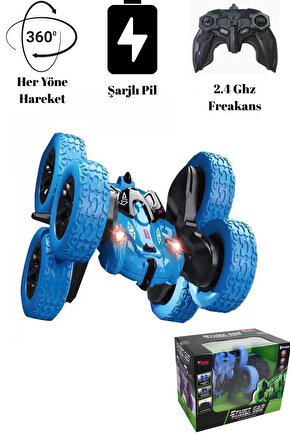 Oyuncak Işıklı Uzaktan Kumandalı Full Fonksiyon Şarjlı 2.4 Ghz 6 Teker Akrobat Araba