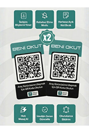 2li QR Numarasız Numaratör Yeni Nesil Araç Motosiklet Numara Gizler Oto Park Kartı Dijital Kimlik