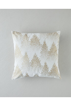 Everfest Varak Baskılı Kırlent Kılıfı 45x45 cm Ekru