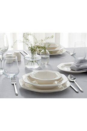 Lioni Porselen 24 Parça 6 Kişilik Yemek Takımı Silver