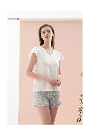 Spring Flower Viskon Kadın Pijama Takımı Mavi