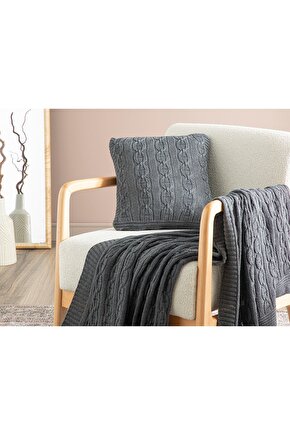 North Pole Triko Kırlent Kılıfı 40x40 cm Antrasit