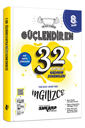 8. Sınıf Güçlendiren 32 Haftalık İngilizce Kazanım Denemeleri  Ankara Yayıncılık  9786258149142