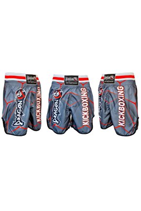 KB243 Kick Boks Şortu Kick Boxing Antrenman Şortu Gri Desenli Şort