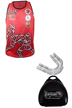 Kırmızı Muay Thai Atlet Ve Profesyonel Kutulu Dişlik Set