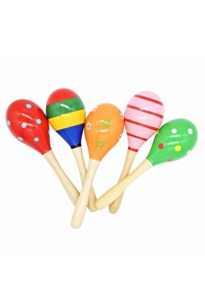 Marakas Renkli Ahşap Marakas Büyük 20 Cm