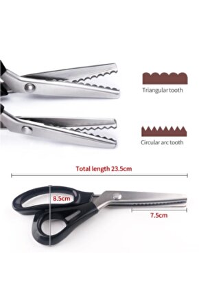 Zig Zag Kumaş Deri Kağıt Kesim Terzi Sürfile Makası 23.5 Cm