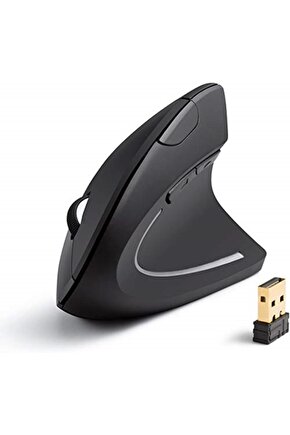 Kablosuz Dikey Ergonomik Optik Mouse 1600dpı 6 Tuşlu Vertical Siyah Mouse