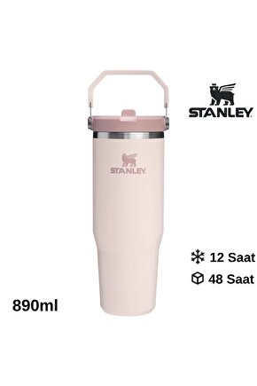 The Iceflow Flip Straw Pipetli Termos Bardak 0.89 Lt Açık Pembe