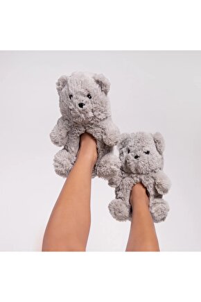 Teddy Kadın Hayvanlı Panduf Gri 3641