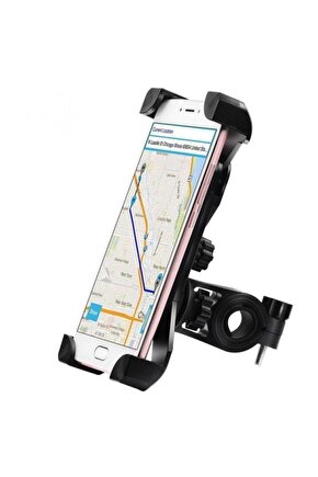 Bisiklet Motosiklet Ayarlanabilir Gidon Bağlantılı Telefon Tutucu Siyah