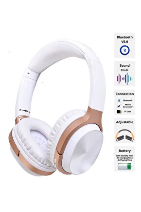 BLUETOOTH KULAKLIK SD KART VE AUX GİRİŞLİ ŞARJLI KABLOSUZ KULAKLIK MİKROFONLU FM RADYOLU SUPER BASS