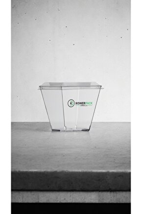 Prizma Tatlı Kasesi 100 Adet Kapak Dahil,Şeffaf Renk Magnolya kasesi,Mika Sert Plastik Tatlı Kasesi