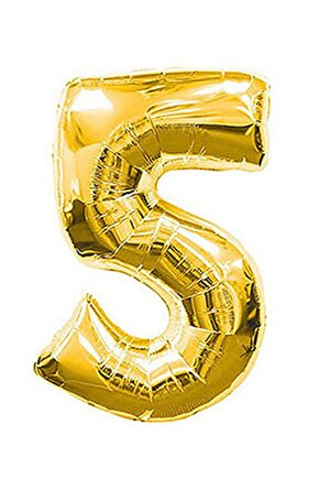 5 Rakam Gold Folyo Balon Sayılı Balon 100 Cm Dev Boy