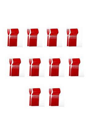 Plastik Kırmızı Renkli Lüx Parti Doğum Günü Çatal - 18 Cm. - 25 Adetlik 10 Paket