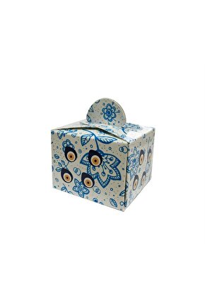 Lokum Kutusu Mavi Desenli Kare 50li Paket