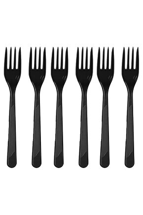 25 Adet Çatal Siyah Renk Plastik Lüks Parti Piknik Doğum Günü