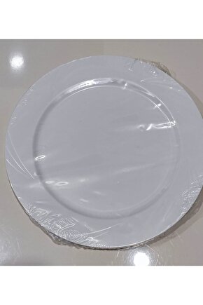 Beyaz Renk Lüks Plastik Mika Yuvarlak Tabak 26cm 6 Adet