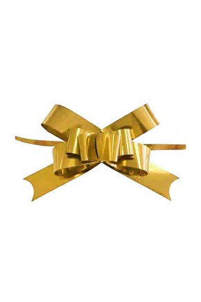 50 Adet Pratik Çekme Rafya Fiyonk Metalize Gold ( 13 Cm * 10 Cm )