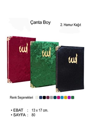 MEVLİD Çanta Boy Kadife Kaplamalı Yasin-i Şerif (50 ADET)