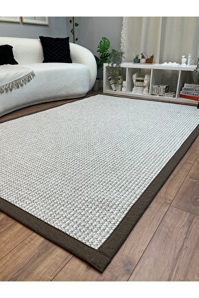 Kumaş Bordür Bej Bukle Kahve Bordür  Halı Salon Koridor Mutfak Çocuk Odası Halısı  Kilim S262