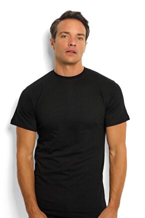 Erkek Siyah Pamuklu Sıfır Yaka Atlet 111