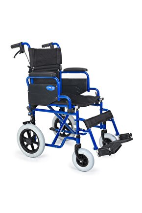 Transfer Tekerlekli Sandalye Lacivert | Mini Yapı, Refakatçi Frenli, Çelik Şase DM-327