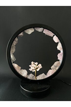 PEMBE KUVARS DOĞALTAŞ GECE LAMBASI PRİZLİ