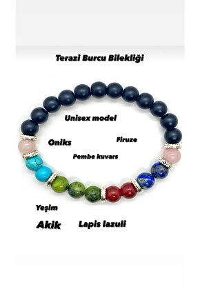 Unisex Terazi Burcu Bilekliği Doğal Taş Çakra Bileklik