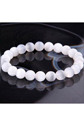 Selenit Taşı Doğal Taş Bileklik 8 mm A Kalite