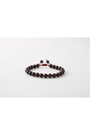 Bordo Granat Lal 8mm Merdiven Kapama Doğal Taş Bileklik