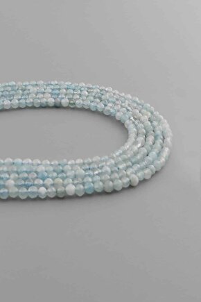 Akuamarin Doğal Taş Parlak Küre Kristal Kesim 3mm Dizi [AA]