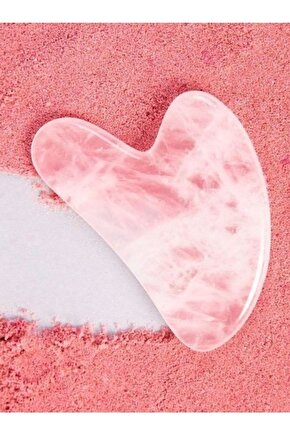Pembe Kuvars Kalp Taşı Gua Sha Yüz Yogası Taşı