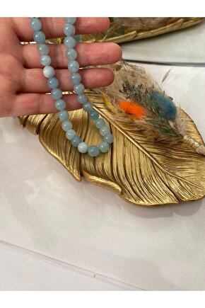 Akuamarin Doğal Taş Dizi (8 Mm) (sertifikalı)